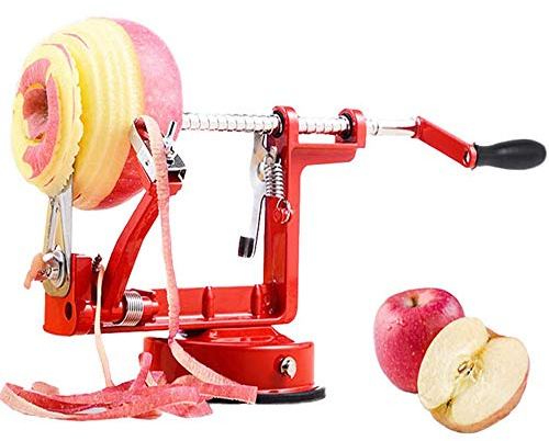 Bugucat Apfelschäler, Profi Apfelschneider Apfelschälmaschine Spiralschneider Apfelentkerner Schälmaschine Kartoffel Obstschneider 3 in 1 Funktion in Premium Qualität