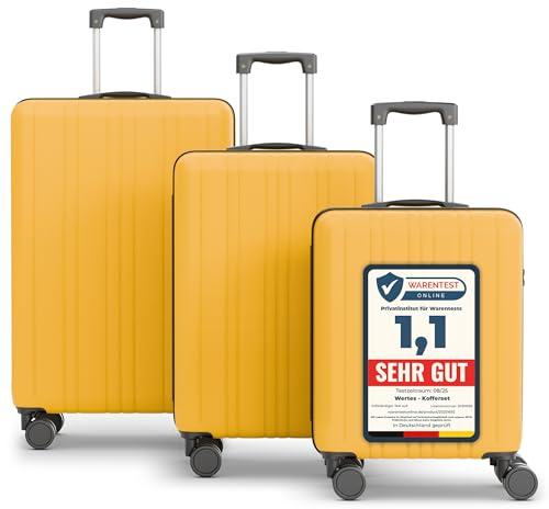 Wertes Koffer Set 3 teilig - TSA Schloss Kofferset platzsparend mit Doppelrollen, Reisekoffer, Koffer & Trolleys, Reisekoffer mit Rollen