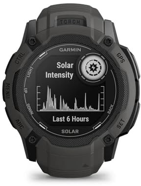 Garmin Instinct 2X Solar, 50 mm, Multisport-Smartwatch, Graphit | MIP Display, bis zu 40 Tage Akkulaufzeit, GPS, 40+ Sport-Apps, Schlafanalyse, LED-Taschenlampe, Garmin Pay, Silikonarmband