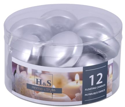DONAU HOME Set Schwimmkerzen/Silber / 12 Stück / 2,8 x Ø 4,8 cm / 4 Stunden Brenndauer/Schwimmkerze Wachs Sans parfum/Schwimmende Warme Teelichter Kerzen/für Abendessen, Hochzeit, Pool