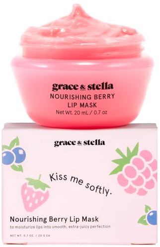 Grace & Stella Berry Lip Mask, Feuchtigkeitsspendende Lippen Maske, Preisgekrönte Lippenmaske für die Nacht, Vegane Lippenpflege & Lippenbalsam, Pflegende Lippenmasken mit Beerengeschmack [20 ml]