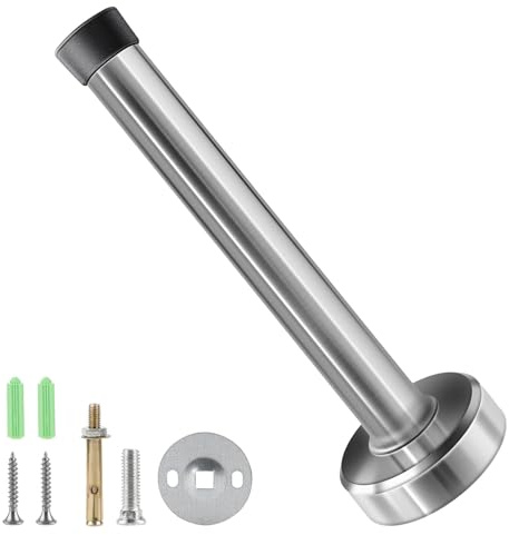 Misuyue Wandtürstopper Wand Edelstahl - 20cm Türstopper Wandmontage mit Gummi Puffer Enthält Befestigungsmittel - Türpuffer(silbrig)