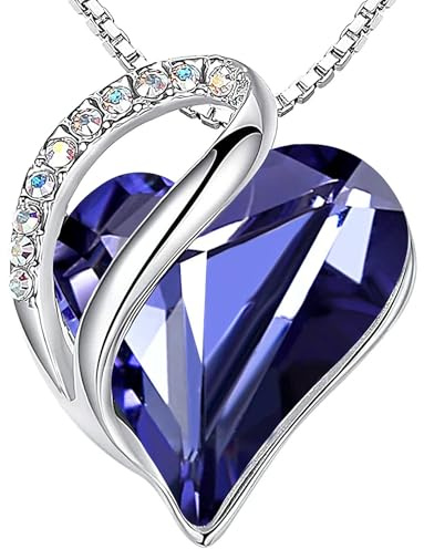 Leafael Infinity-Herz Geburtsstein-Halsketten für Damen | Infinity-Herz Halsketten mit Geburtsstein-Kristallen; Geschenk für Damen zu Geburtstag, Weihnachten oder Muttertag