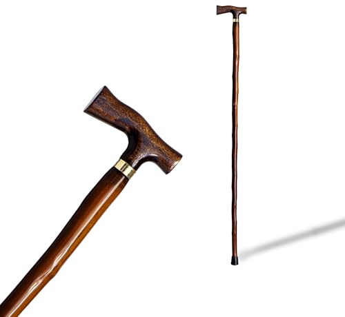 Gehstock mit Manschette aus braunem Holz (606)