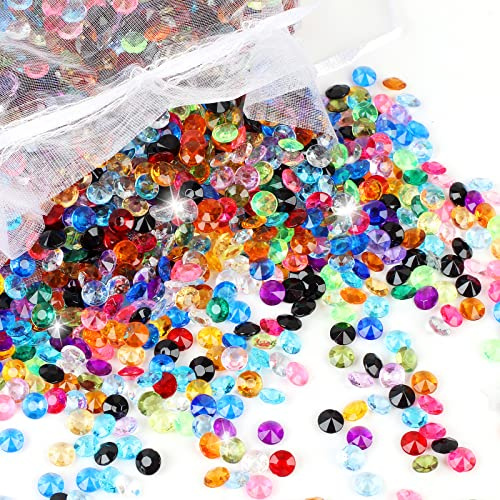 Diamanten Deko, 2000 Stück Bunt Acryl Kristallsteine mit Organzabeutel, Brillanten Streudeko Diamanten für Hochzeit Tisch Grußkarten Telefon (6mm, Ca.22 Farben)