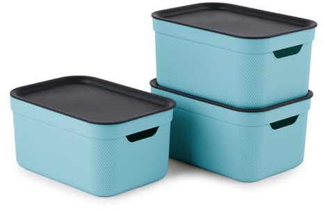 3er Set Deko Box mit Deckel A5 JIVE, Farbe - Türkis