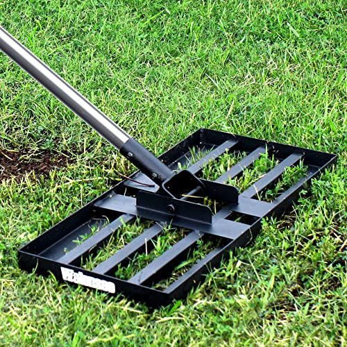 Walensee Rasen-Nivellierungsrechen, Garten Rasenrakel, Müheloses Rasennivellierwerkzeug, Rasen Sanden Harke Edelstahlgriff, Gardena Rechen Vertikutierer für Garten, Golfplatz, 198cm, 43,2 x 25,4 cm