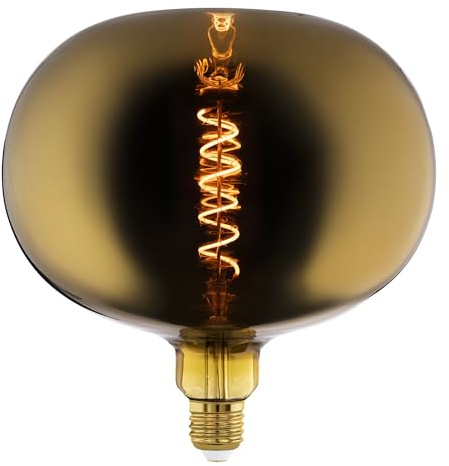 EGLO E27 Lampe dimmbar in Apfelform, Spiral LED Glühbirne Big Size, extra-großes Vintage Deko Leuchtmittel Gold-bedampft im Retro-Design, 4 Watt, 40 Lumen, warmweiß, 1900k, Ø 22 cm