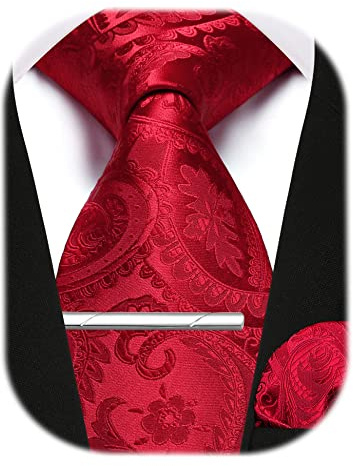 Enlision Herren Krawatten und Einstecktuch krawattenklammer Set Paisley Karierte Krawatte Taschentuch Krawattennadel Für Männer Business Hochzeit Tie Sets