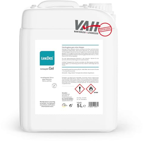 LinkDes Antiseptik Gel, VAH gelistet, Desinfektionsgel, klebt nicht an den Händen, begrenzt viruzid EN 14476 (5 Liter)