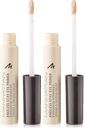 Manhattan Endless Stay Eye Primer – Wasserfeste Lidschatten-Grundierung für langanhaltendes Make-up ohne Verschmieren – Farbe Transparent 1 – 1 x 6ml (Packung mit 2)