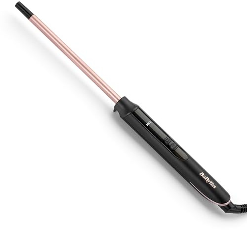 BaByliss 10 mm Lockenstab – Quarz-Keramik-Beschichtung, 10 Temperaturstufen, Lockenstab für kleine Locken, kompaktes Design, Pink & Schwarz, C449E