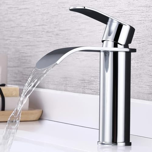 ARCORA Wasserhahn Bad mit Wasserfall-Auslauf​, Chrom