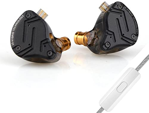 LINSOUL KZ ZS10 PRO X Upgraded 1DD+4BA Hybrid Treiber HiFi in Ear Kopfhörer | IEM mit Alloy Faceplace Abnehmbares versenktes 2Pin Kabel für Audiophile Musiker DJ Bühne（Mit Mikrofon）