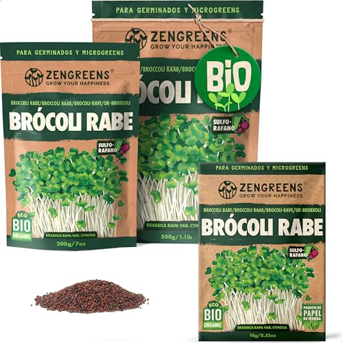 ZenGreens® Bio Ur-Brokkoli Sprossensamen - Wähle zwischen 200g und 500g | Keimsprossen & Microgreens - für Sprossenglas, Keimschale und Sprossenturm - hohe Keimfähigkeit - Ernte in wenigen Tagen