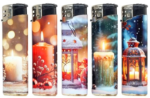 Feuerzeug Normal Sammler Santa Weihnacht Christmas mit Softflame 5 Stück im Set Softflame Feuerzeug