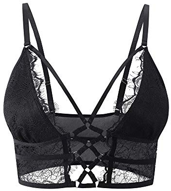 Buitifo Damen Cami BH Criss Cross Wimpern Crop Top BH Weste | Bralette,Spitze V-Hals Tank Top,Sexy Weste Bralette Busiter, Festival Oberteile,Ärmellos Spaghetti