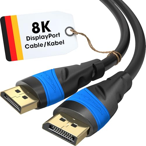 KabelDirekt – 8K/4K DisplayPort Kabel – 1m – DP Kabel, in Deutschland entwickelt – Erhältlich in 0,5-10m (Display Port Monitorkabel für PC/Laptop, 8K@60Hz, Gaming bei 144Hz, Dolby Audio, schwarz)