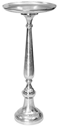 FRANK FLECHTWAREN Deko-Säule Silber mit Ablagefläche Ø 34 x 78 cm, Elegantes Dekoteil für Ihr Interieur