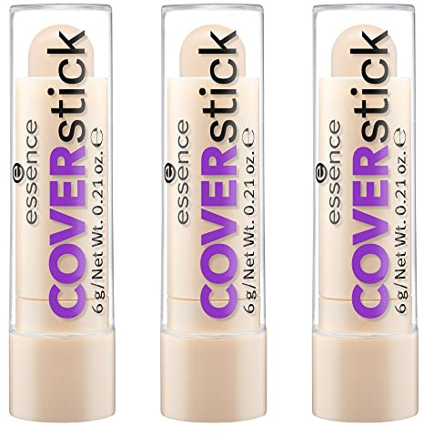 essence COVERstick, Make up, essence Concealer, langanhaltender Abdeckstift, Schminke, 3er Pack (3x6g), Nr. 10 Matt