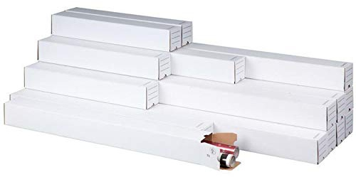 Plan Box quadratisch, weiß, 1100x75x75 mm quadratische Versandhülse Archivierung von Plänen 20 Stück