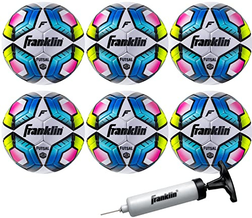 Franklin Sports Futsal-Ball, offizielle Größe 64 cm, 4–6 Stück, mit Pumpe, weicher Bezug, hohe Sichtbarkeit, geringe Sprungkraft, perfekt zum Erlernen von Fußballfähigkeiten