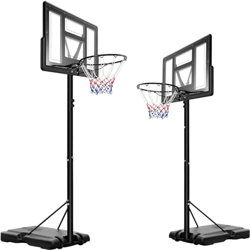 Basketballkorb Outdoor, Verstellbare Korbhöhe von 230 bis 305 cm, Basketballständer mit 110x70cm Rückwand, für Hinterhöfen, Gärten, Garagen