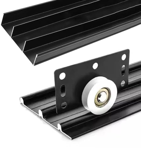 Dreigleisiges Schiebetürschienen-Set for Schränke und Glastüren | Glasschiebetür schiene 3 läufig,verdeckte Türschiene, obere und untere Schienen(220cm)