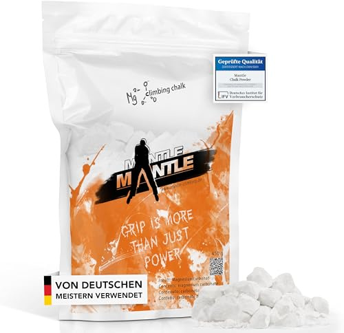 Mantle - 450 gr. hochwertiges Kletterchalk für besseren Grip | Magnesiumcarbonat Chalk Powder für trockenere Hände beim Klettern, Bouldern & Fitness