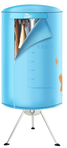 Uten Wäschetrockner Elektrisch Tragbarer, Kleiderschrank Warmlufttrockner Design Klappbar 1000W, Himmelblau