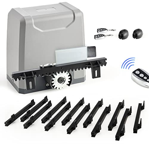CO-Z Schiebetorantrieb Set bis 1500 kg Hoftorantrieb 550w Garagentorantrieb mit 2 Fernbedienung Toröffner mit 12 Nylonzahnstangen Sliding Door Actuator AC