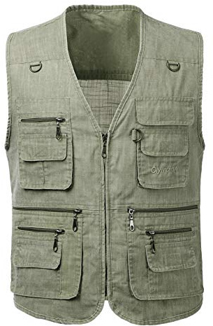 KTWOLEN Herren Outdoor Weste Leicht Atmungsaktiv Anglerweste mit Mehreren Taschen Freizeit Camping Jagd Fischen Fotografie Weste Ärmellos Angeljacke mit Reißverschluss