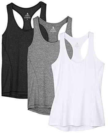 icyzone Damen Sporttop Yoga Tank Top Ringerrücken Oberteil Laufen Fitness Funktions Shirt, 3er Pack