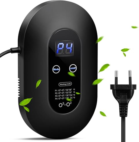 Luftreiniger Allergiker, Luftreiniger Ozongenerator Geruchskiller, Air Purifier, Ionisator Luftreiniger, Air Ozonizer Generator für Badezimmer, Küche, Rauch, Autos, Haustiere, Formaldehyd Schwarz