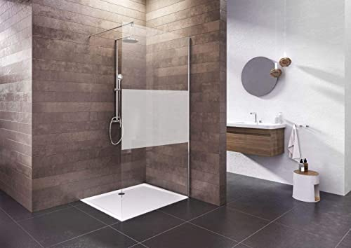 Duschwand für Dusche 140x200 cm, Walk In, 6 mm Glas (ESG) satiniert, chrom, Dusche aus Überproduktion von deutschem Markenhersteller