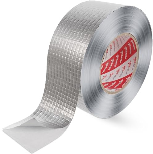 POPPSTAR Aluminium-Klebeband netzverstärkt für Rohrisolierung & Dämmung (50m x 48 mm) Hitzeschutz & Dampfsperre Aluklebeband hitzebeständig 48mm selbstklebend