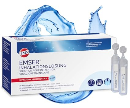 Emser Inhalationslösung mit Emser Salz für Bronchien, 20 Ampullen | Gebrauchsfertige isotone Lösung, befeuchtet & reinigt die Atemwege, unterstützt die Schleimlösung in den Bronchien