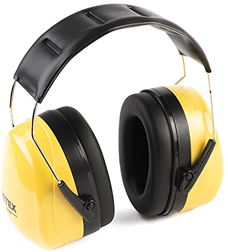 PRETEX Gehörschutz mit SNR 29 dB - Lärmschutz-Kopfhörer Ohrenschützer Hörschutz mit stufenlos verstellbare Kopfbügel - Ohrenschutz Gehörschutz Arbeit Ear Protection - Gelb