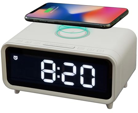 Northpoint Digitales DAB+ Radio mit Wecker Kabelloser Ladestation Nachtlicht und USB-Ladeanschluss 5W Wireless Charger Weiß