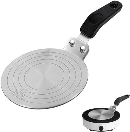 Souruud Induktion Adapterplatte 13cm, Adapterplatte für Induktionsherd, Moka Induktionsadapter Edelstahl, Induktionsplatte mit Wärmeisolierunggriff für Moka Töpfe, Gas