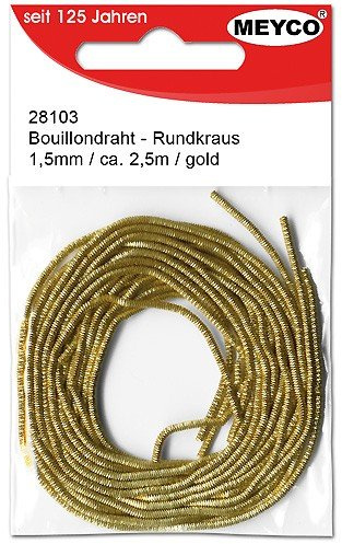 Meyco Hobby Bouillondraht gold, 2mm x 1,5m - Schmuckdraht Basteldraht