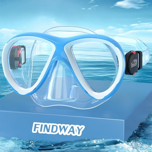 Findway Taucherbrille Kinder, Schwimmbrille Kinder für Jungen Mädchen,Schnorchelmaske Kinder 180°Panorama Verstellbares Silikonband Anti-Leck Tauchmaske Kinder für 3-14 Jahre