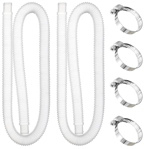 yotutun 32mm Poolschlauch für Poolpumpen, 2 Stück 1m Schwimmbadschlauch Ersatzschlauch Mit 4 Metallanschlüssen Poolfilterschlauch für Oberirdische Pools Zubehör Poolpumpe Ersatzschlauch