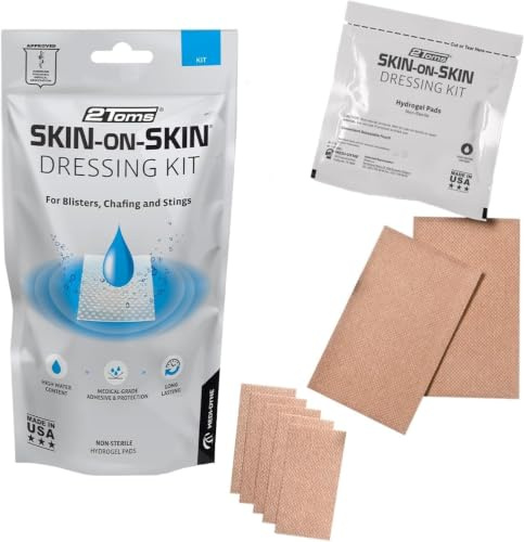 2Toms Skin-on-Skin Dressing Kit – Hydrogel Pads & zuschneidbare Klebefolie gegen Blasen, Stiche, Hautreizungen & Wundscheuern – Ideal für große Hautbereiche, ganztägiger Schutz, latexfrei