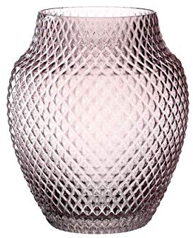 Leonardo Poesia Tisch-Vase, handgefertigte Deko-Vase in Rosa-Violett, bauchige Blumen-Vase, Kerzen-Halter aus Glas, großes Windlicht, Höhe 22,5 cm, 018674
