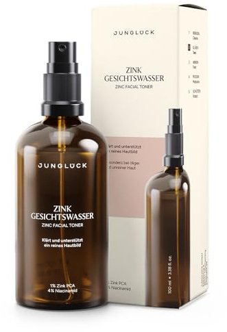 JUNGLÜCK Zink Gesichtswasser Spray – Klärt und verbessert das Hautbild | Zinkspray Gesichtsreinigung für einen reinen, ebenmäßigen Teint - reguliert die Talgproduktion und klärt deine Haut porentief
