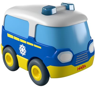HABA Cars Polizeibus Spielzeugauto mit Schwungmotor ab 2 Jahren, bunt, aus recyceltem Kunststoff