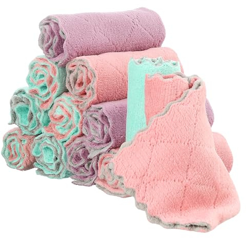 taonganui 12 Stück Mikrofasertücher Mikrofaser Putzlappen 25 X 25cm | Reinigungstücher Abwaschlappen, Ultra Saugfähig Wiederverwendbar Lappen für Auto, Küche, Badezimmer