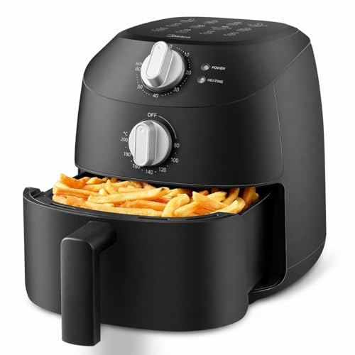 Midea Heißluftfritteuse 2L,1150W Airfryer, Frittieren ohne Öl, Heißluft Fritteusen, Automatische Abschaltfunktion, ölfrei, Leicht zu reinigen, BPA-frei, Schwarz