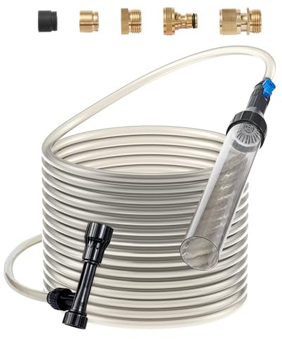 VEVOR Aquarium-Staubsauger, 9 m PVC-Schlauch, Kiessauger für Aquarien, Siphon-Aquarienreiniger, 3 Arten von Messingadaptern, zum Reinigen von Kies und Sand im Aquarium